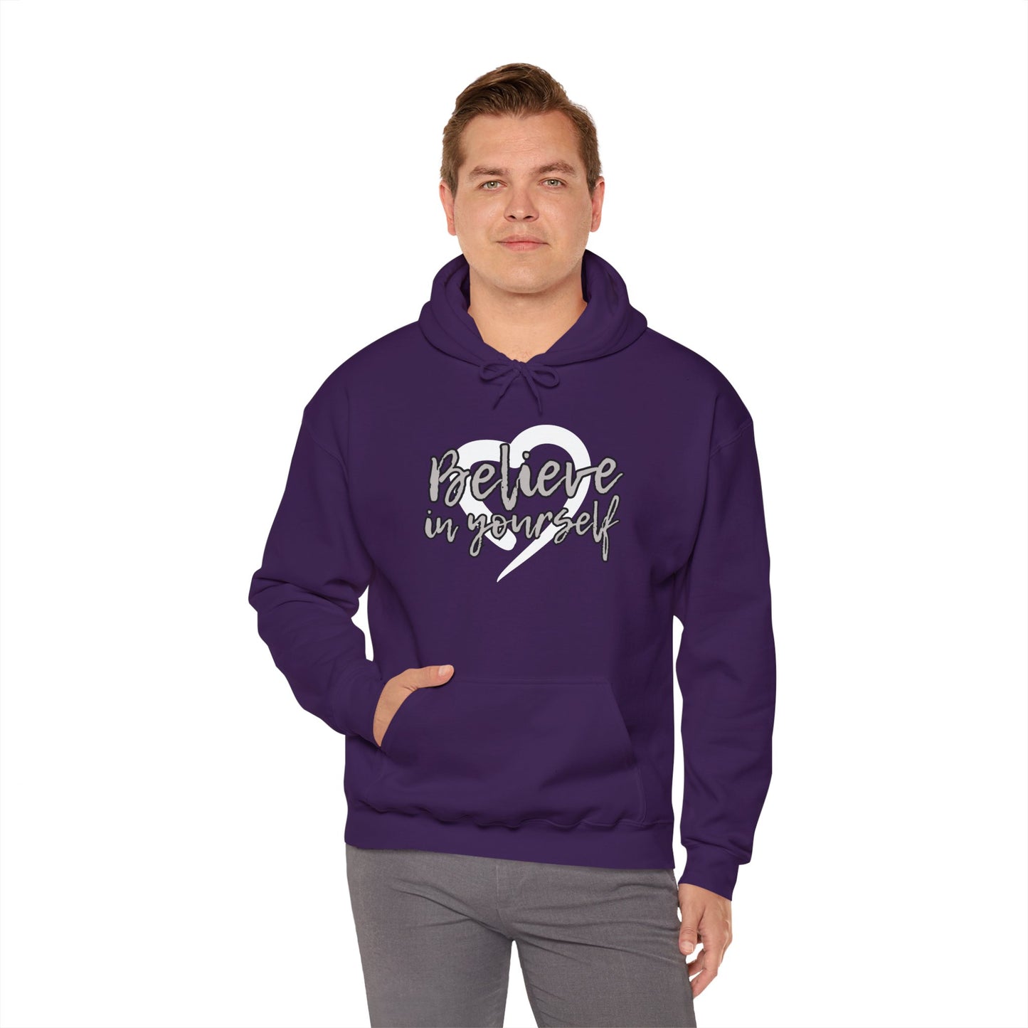 Believe In Yourself -- Gray (Adult Unisex Hooded Sweatshirt)