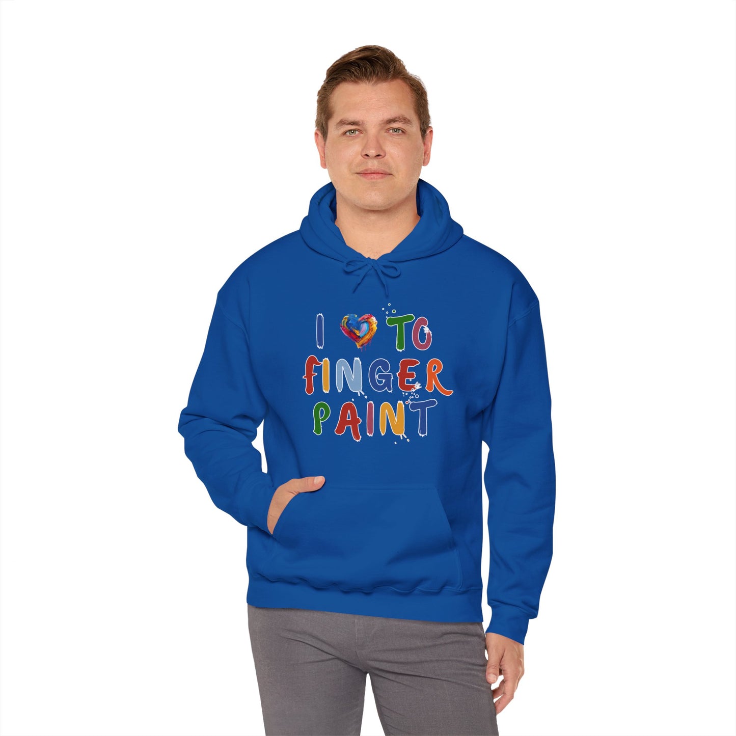 Matching Couple's Set -- I Love to Fingerpaint (Adult Unisex Hooded Sweatshirt)