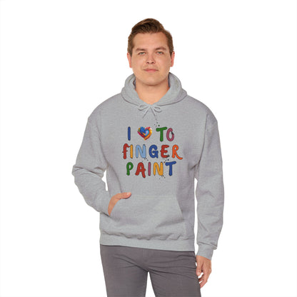 Matching Couple's Set -- I Love to Fingerpaint (Adult Unisex Hooded Sweatshirt)