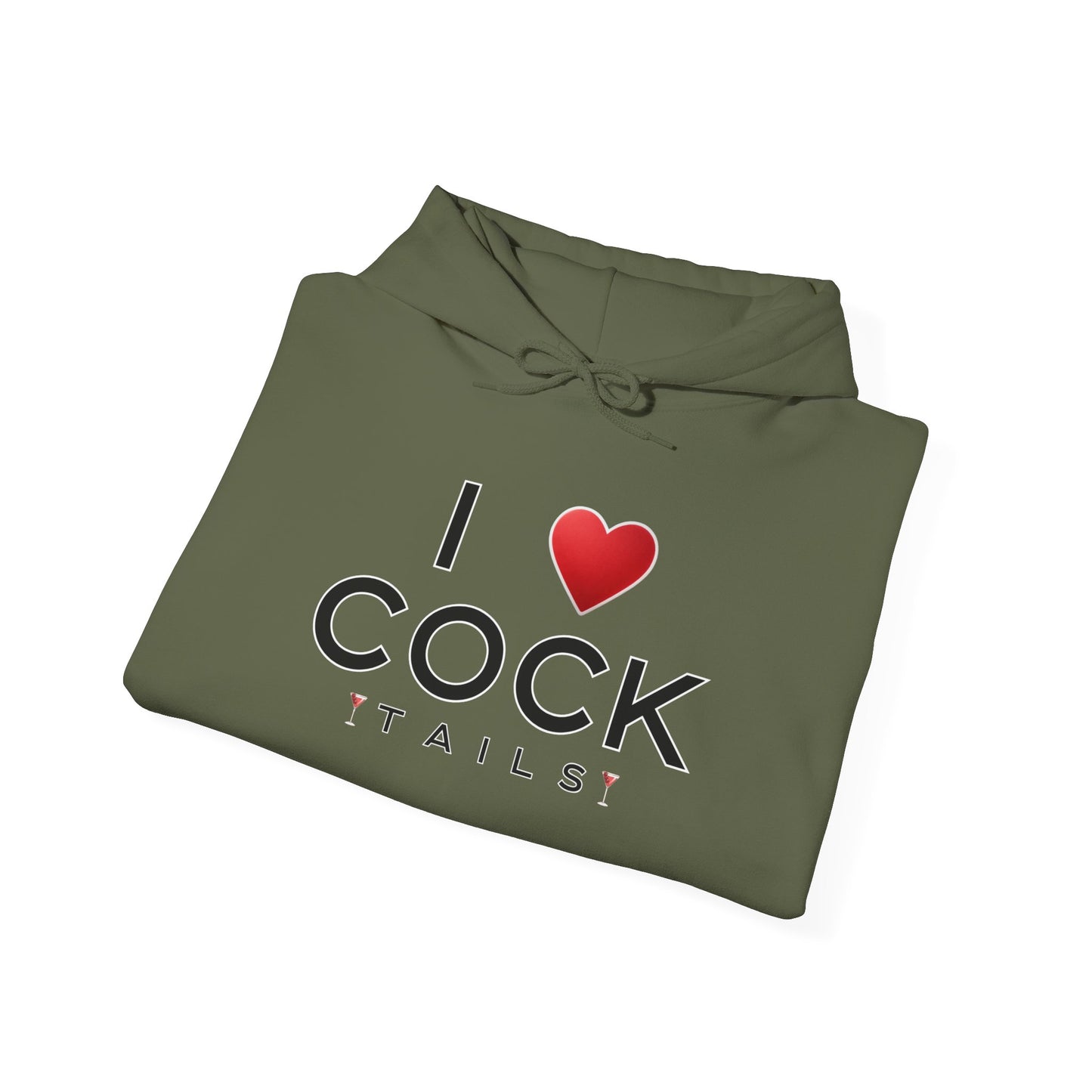 I Love Cocktails -- Simple Font (Adult Unisex Hooded Sweatshirt)