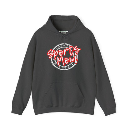 Sports Mom -- Red Font (Adult Unisex Hooded Sweatshirt)