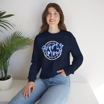 Sports Mom -- Blue Font (Adult Unisex Crewneck Sweatshirt)