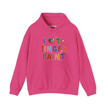 Matching Couple's Set -- I Love to Fingerpaint (Adult Unisex Hooded Sweatshirt)