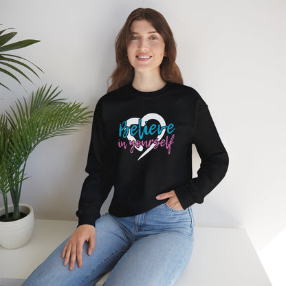 Believe In Yourself -- Blue/Pink (Adult Unisex Crewneck Sweatshirt)