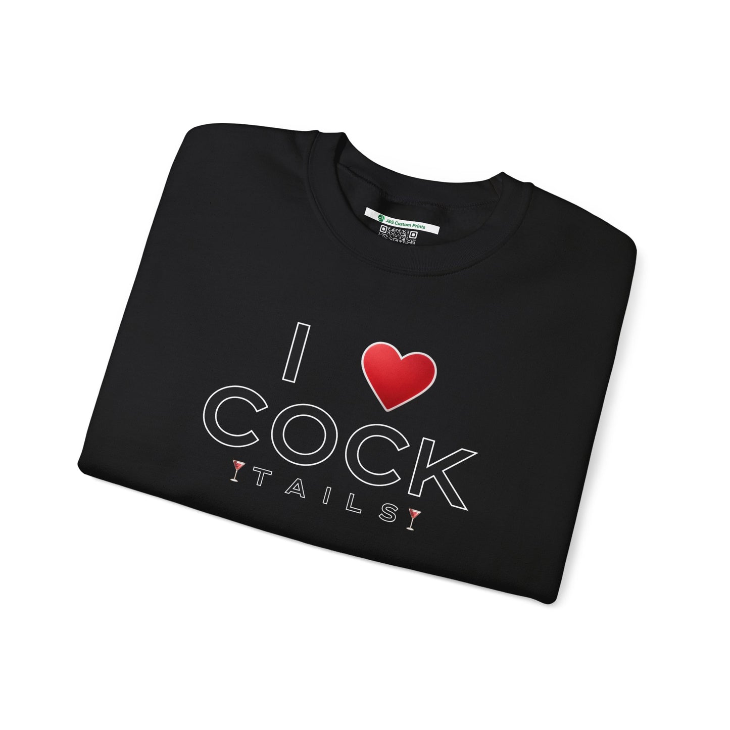 I Love Cocktails -- Simple Font (Adult Unisex Crewneck Sweatshirt)