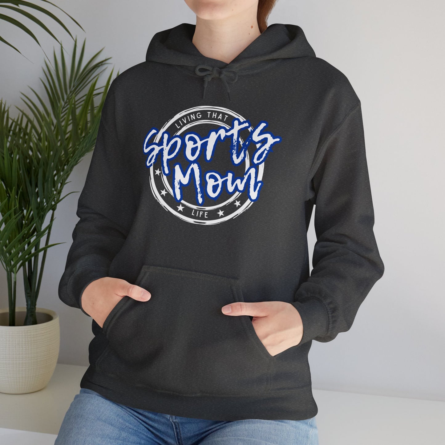 Sports Mom -- Blue Font (Adult Unisex Hooded Sweatshirt)