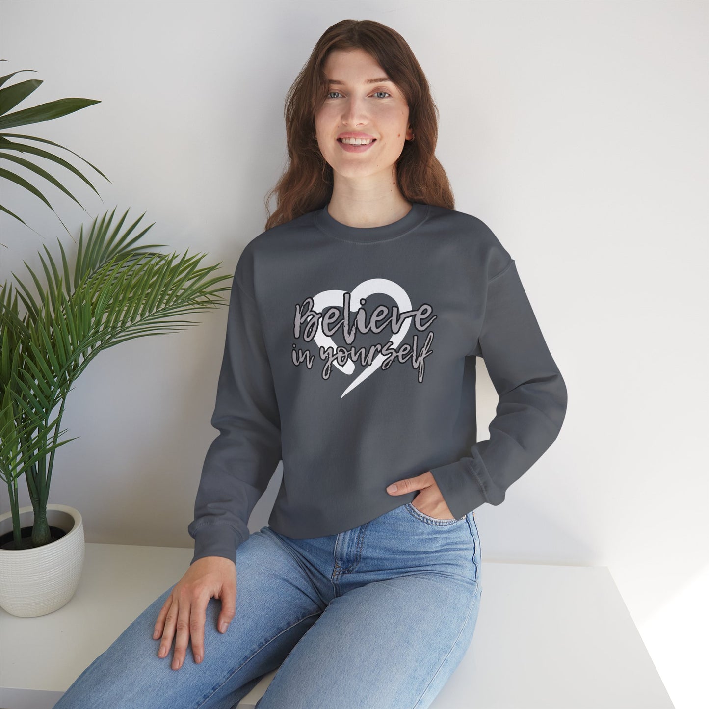 Believe In Yourself -- Gray (Adult Unisex Crewneck Sweatshirt)
