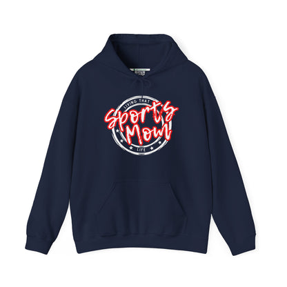 Sports Mom -- Red Font (Adult Unisex Hooded Sweatshirt)
