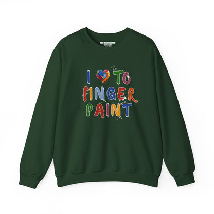 Matching Couple's Set -- I Love to Fingerpaint (Adult Unisex Crewneck Sweatshirt)