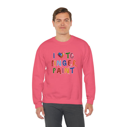 Matching Couple's Set -- I Love to Fingerpaint (Adult Unisex Crewneck Sweatshirt)