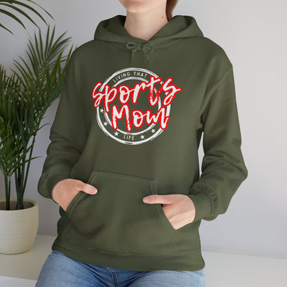 Sports Mom -- Red Font (Adult Unisex Hooded Sweatshirt)
