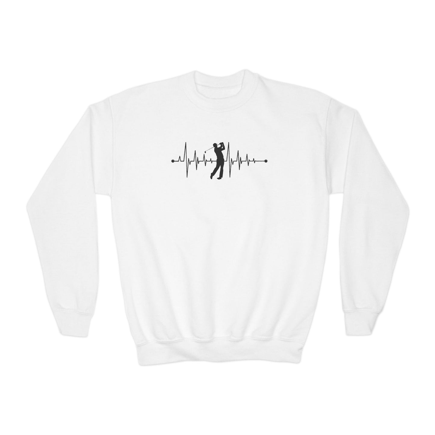 Golf Heartbeat (Youth Unisex Crewneck Sweatshirt)