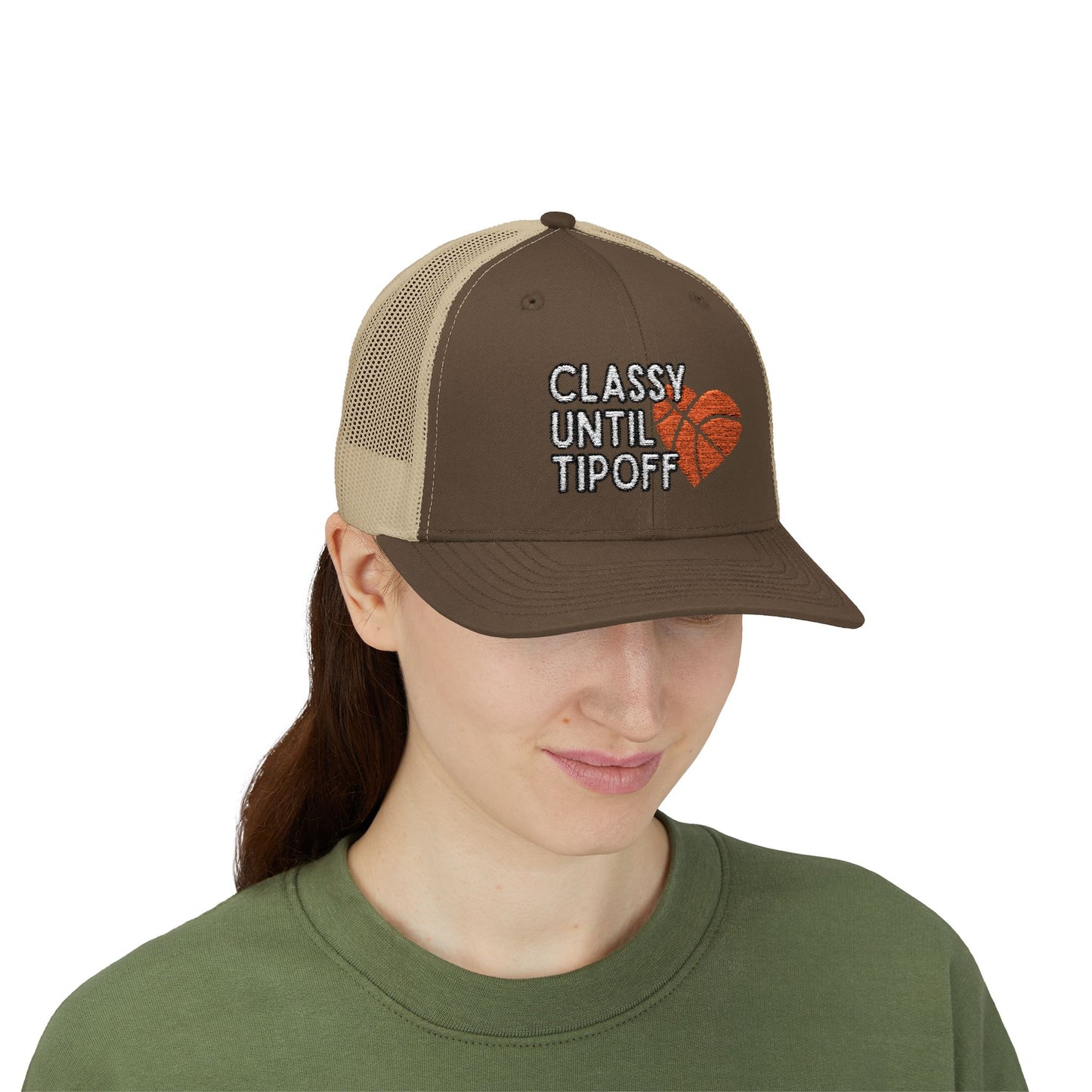 Classy Until Tipoff (Embroidered Snapback Trucker Hat)