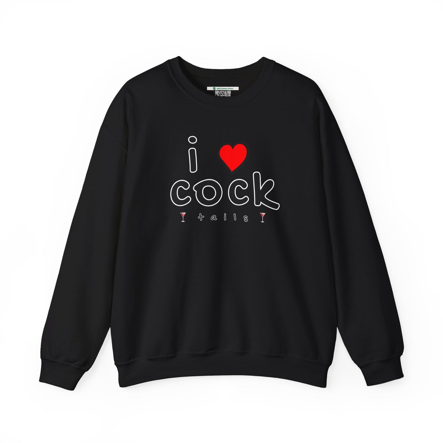 I Love Cocktails -- Playful Font (Adult Unisex Crewneck Sweatshirt)