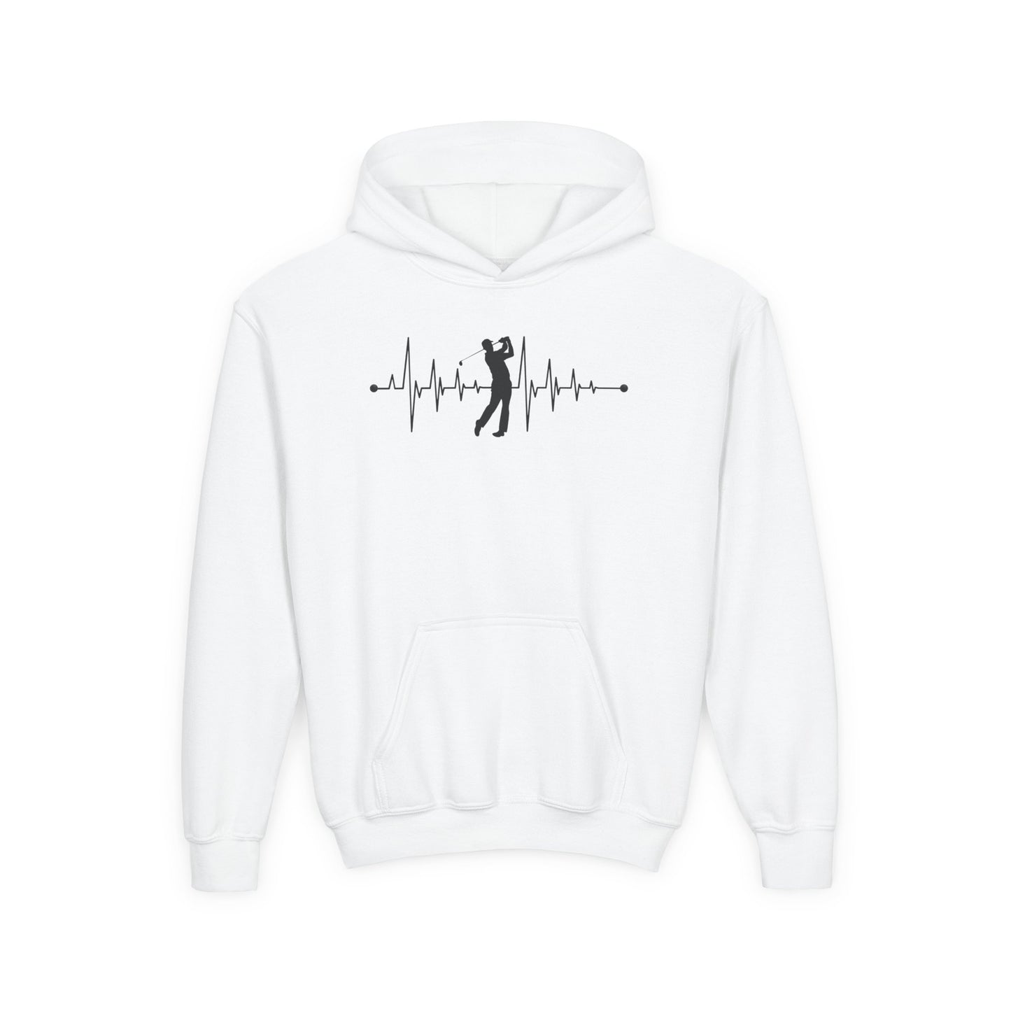 Golf Heartbeat (Youth Unisex Hooded Sweatshirt)