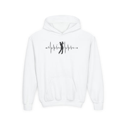 Golf Heartbeat (Youth Unisex Hooded Sweatshirt)