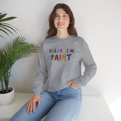 Matching Couple's Set -- Hello, I'm Paint (Adult Unisex Crewneck Sweatshirt)