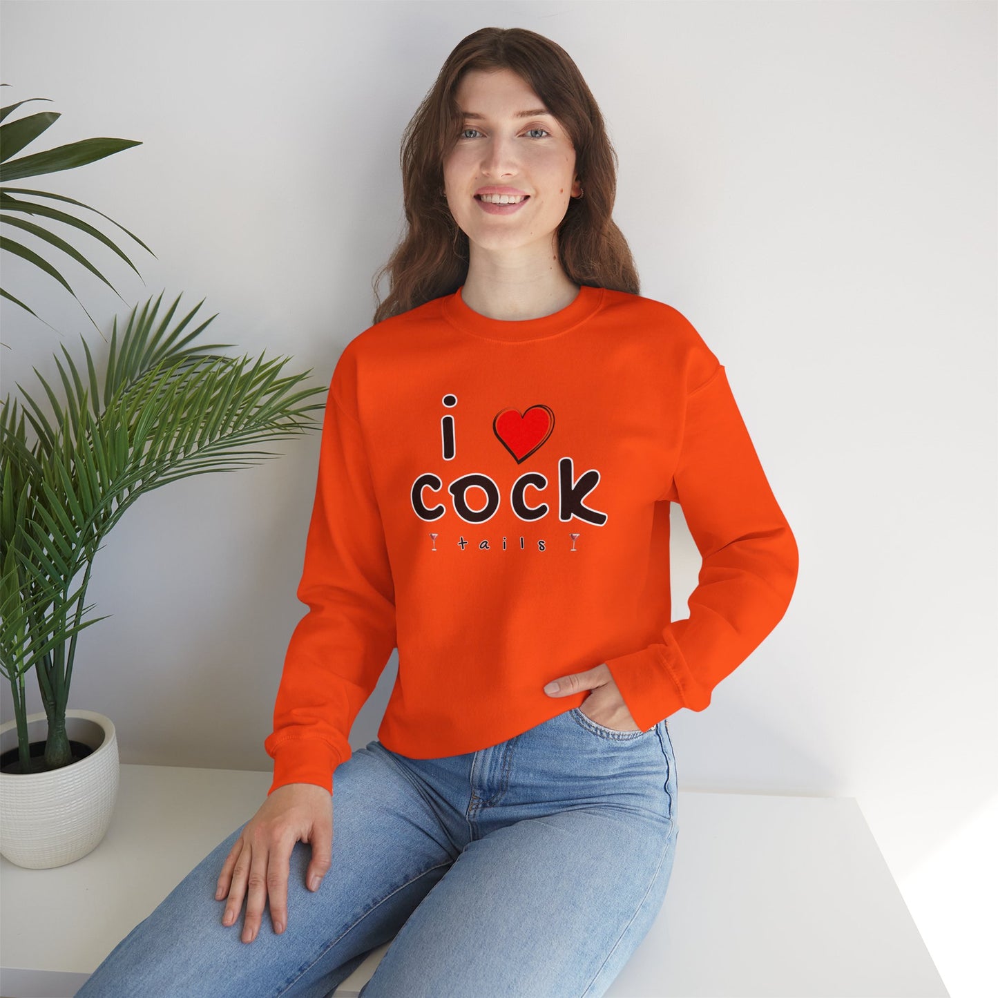 I Love Cocktails -- Playful Font (Adult Unisex Crewneck Sweatshirt)