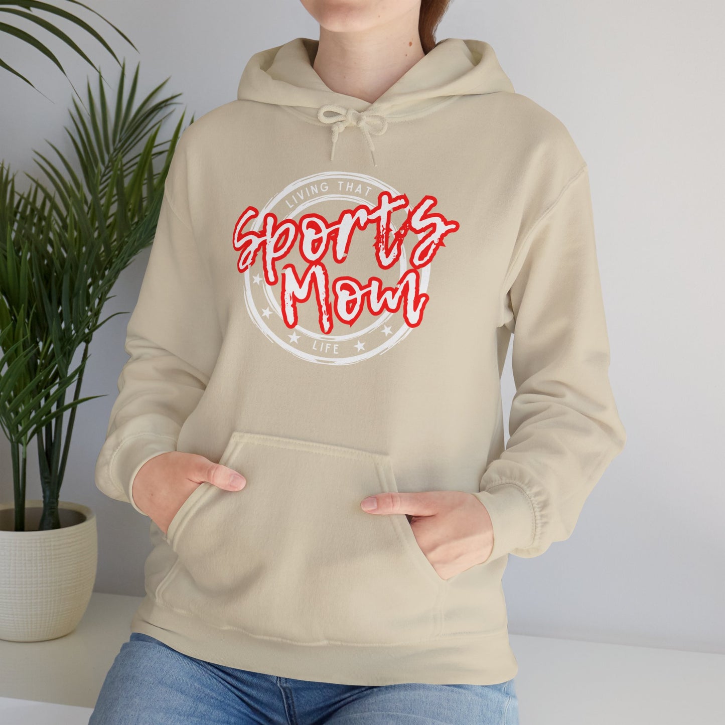 Sports Mom -- Red Font (Adult Unisex Hooded Sweatshirt)