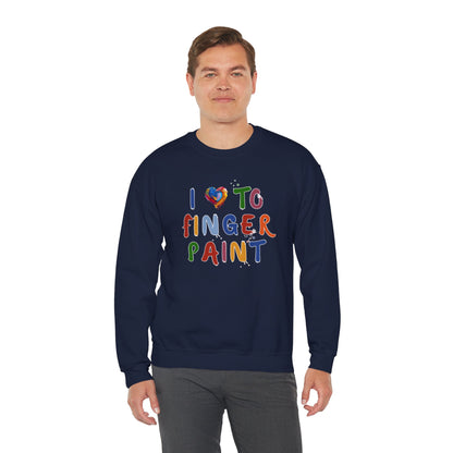 Matching Couple's Set -- I Love to Fingerpaint (Adult Unisex Crewneck Sweatshirt)