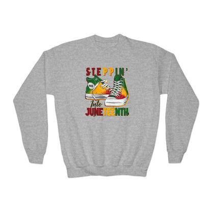 Steppin' Into Juneteenth (Youth Unisex Crewneck Sweatshirt)