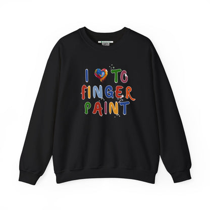 Matching Couple's Set -- I Love to Fingerpaint (Adult Unisex Crewneck Sweatshirt)
