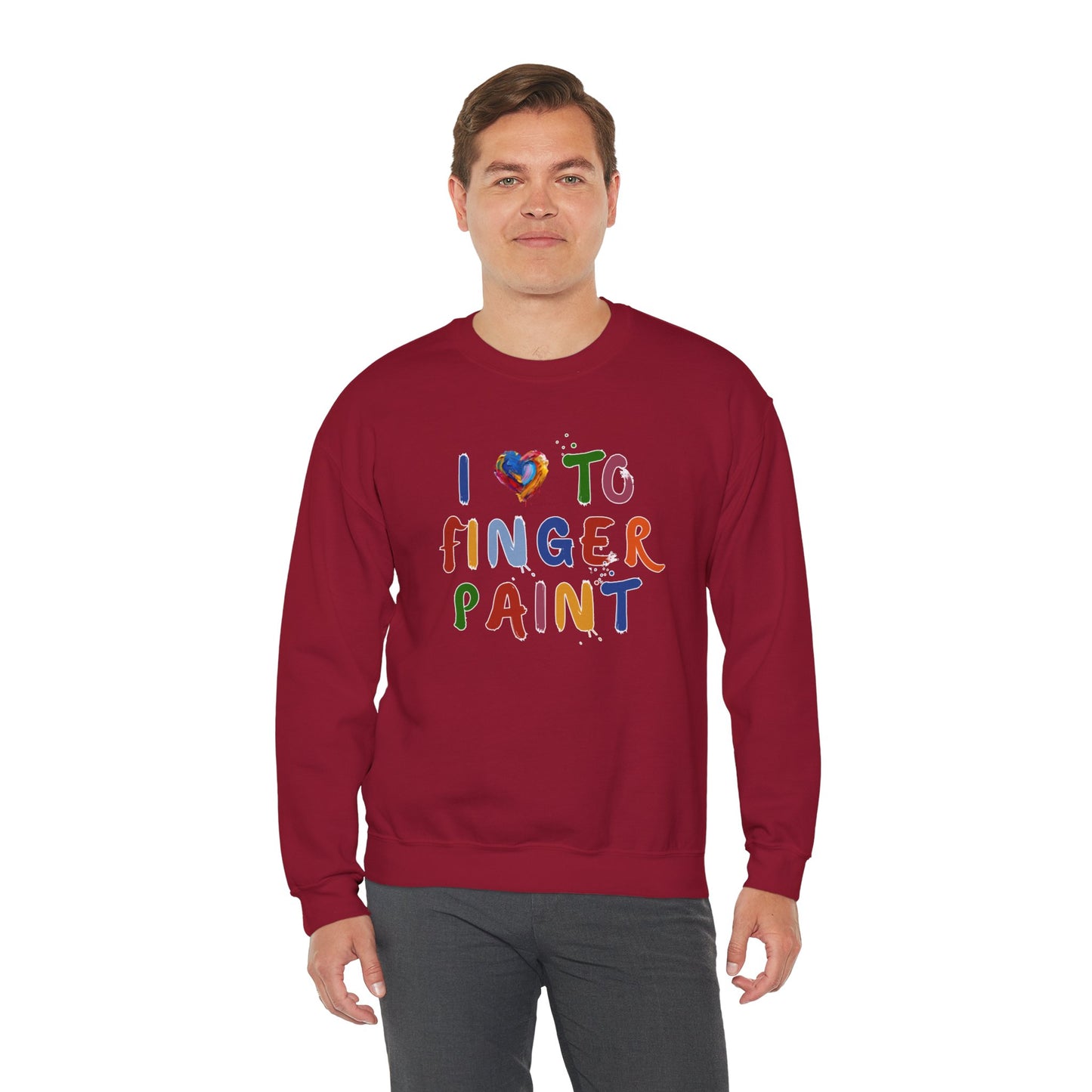 Matching Couple's Set -- I Love to Fingerpaint (Adult Unisex Crewneck Sweatshirt)