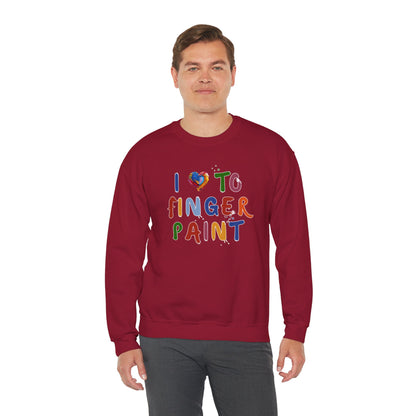 Matching Couple's Set -- I Love to Fingerpaint (Adult Unisex Crewneck Sweatshirt)