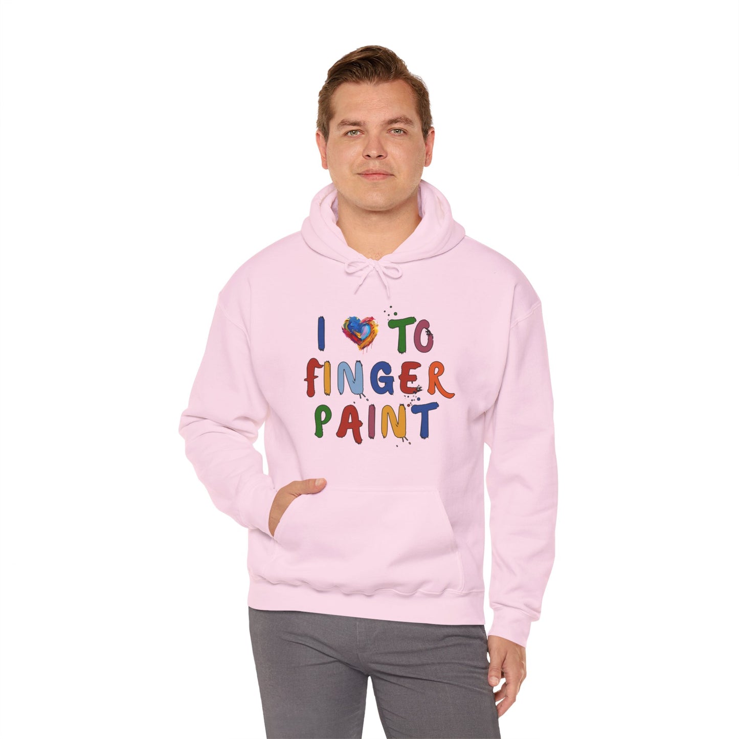 Matching Couple's Set -- I Love to Fingerpaint (Adult Unisex Hooded Sweatshirt)