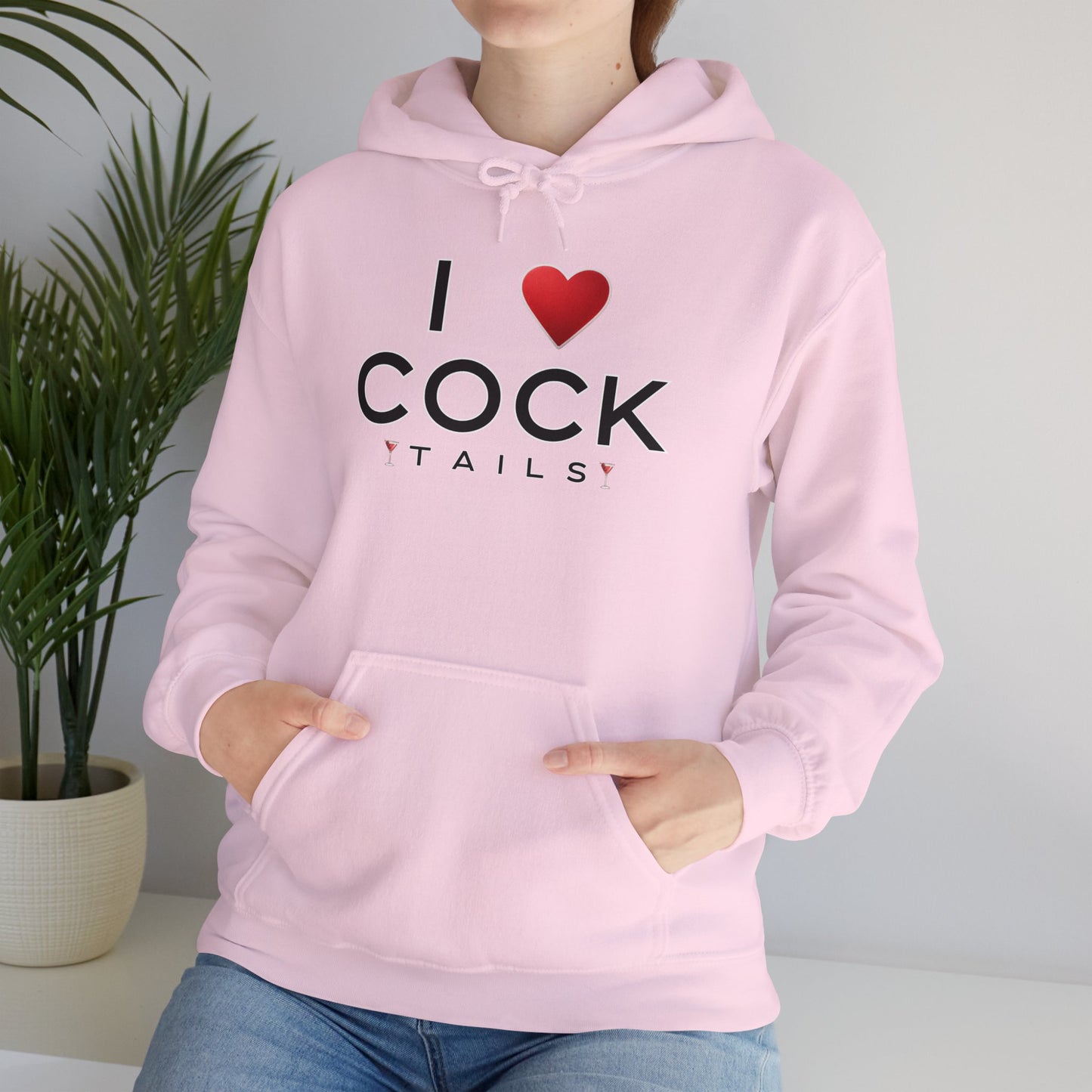 I Love Cocktails -- Simple Font (Adult Unisex Hooded Sweatshirt)