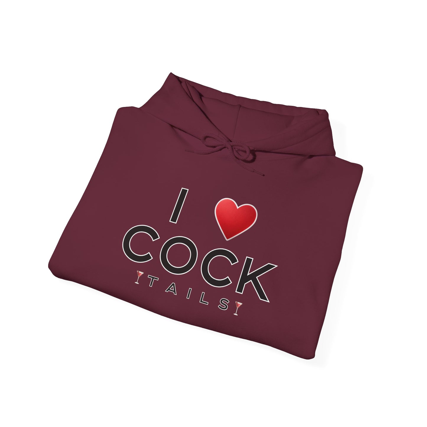 I Love Cocktails -- Simple Font (Adult Unisex Hooded Sweatshirt)