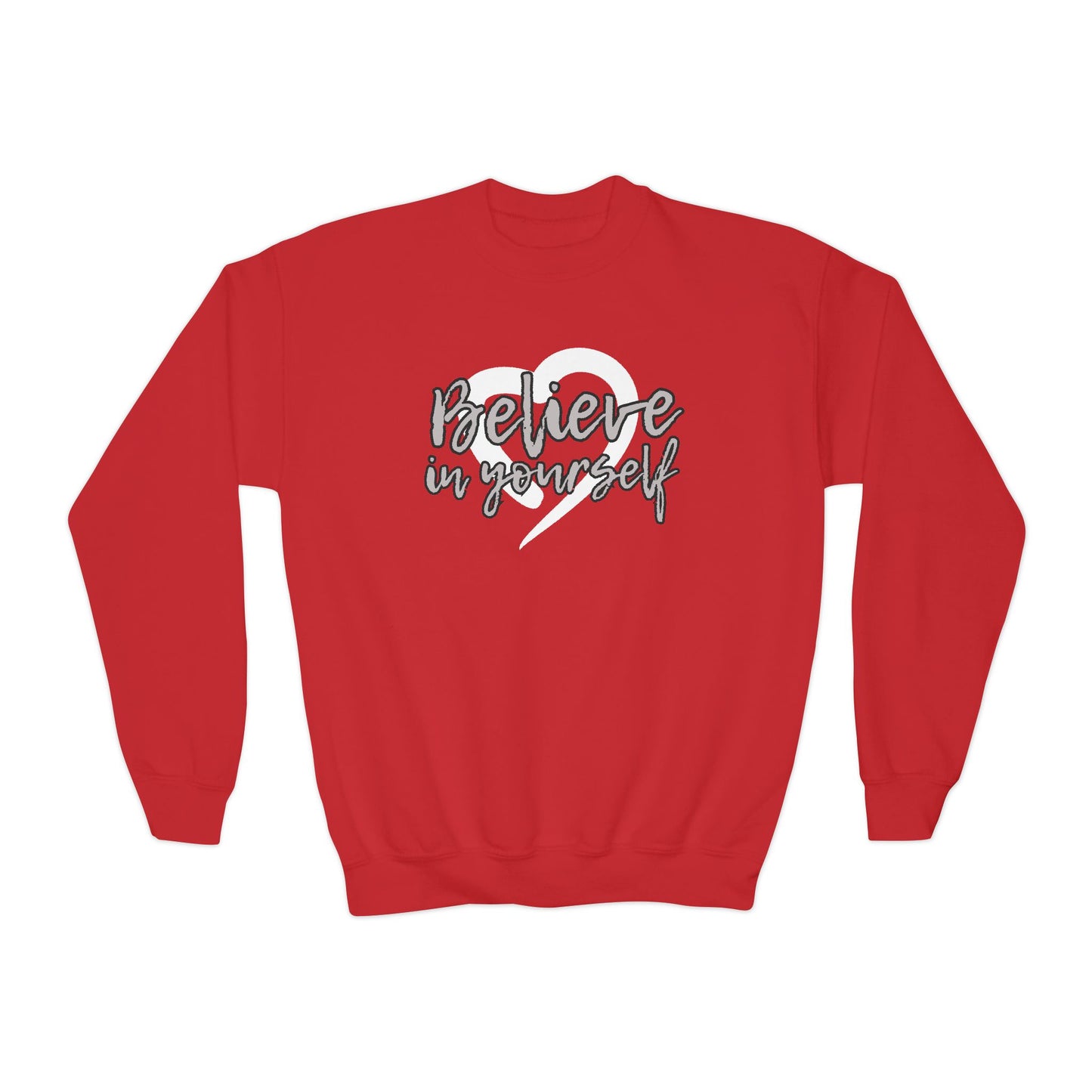 Believe In Yourself -- Gray (Youth Unisex Crewneck Sweatshirt)