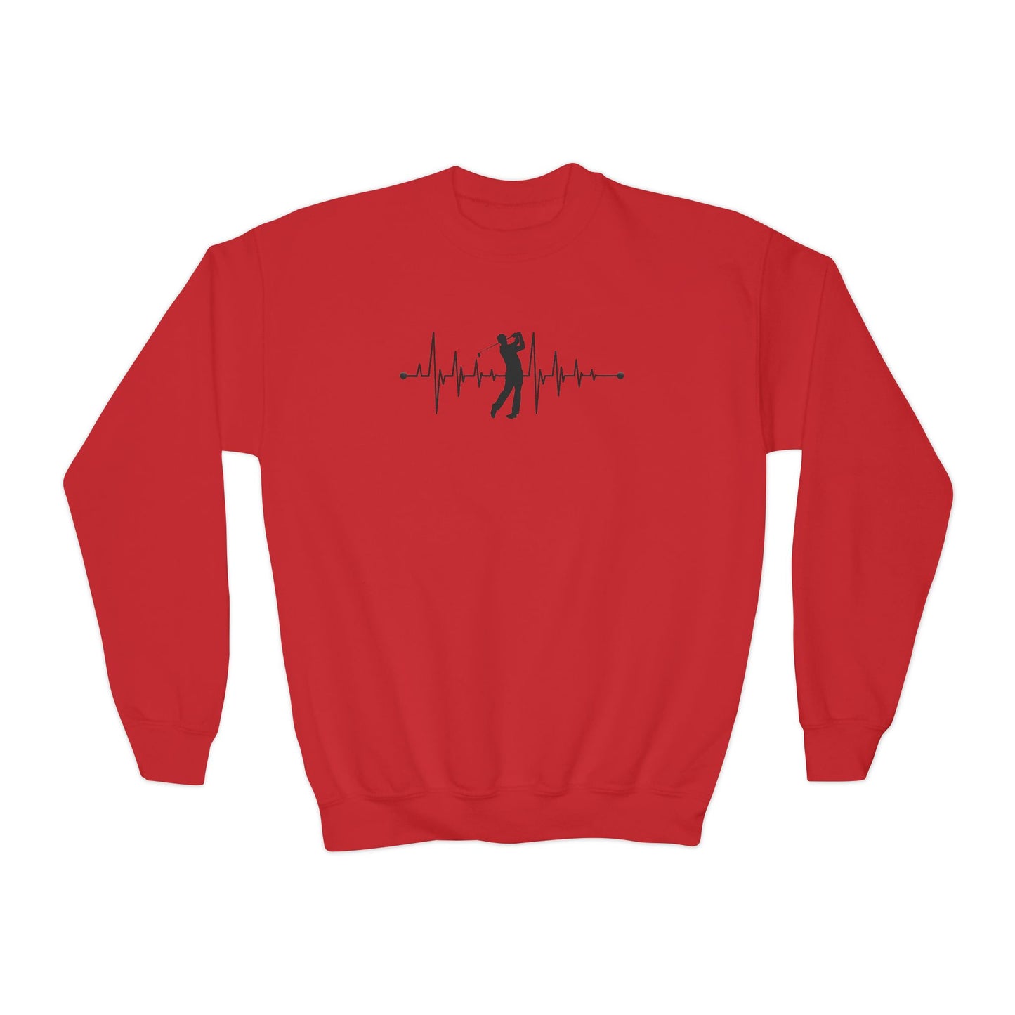 Golf Heartbeat (Youth Unisex Crewneck Sweatshirt)