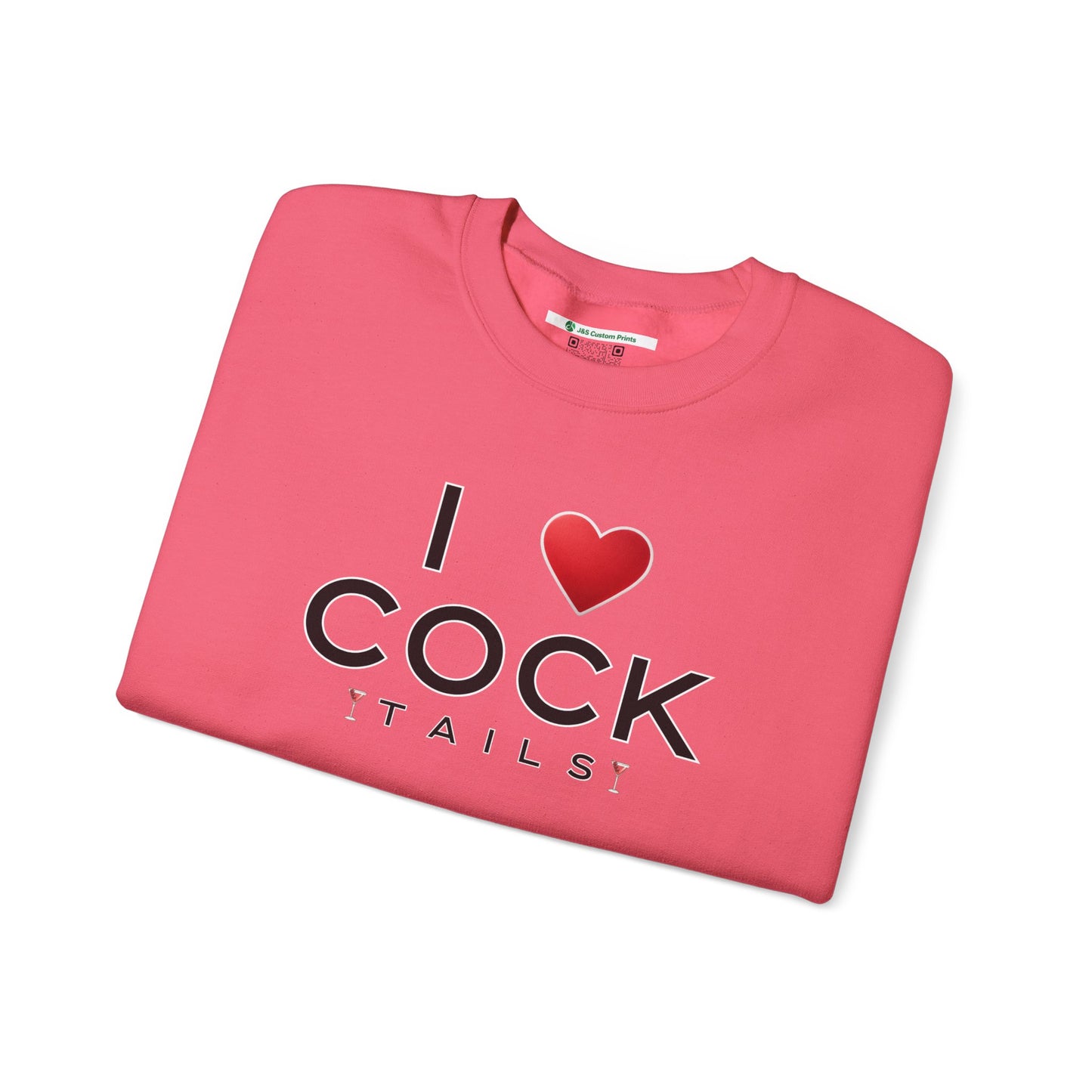 I Love Cocktails -- Simple Font (Adult Unisex Crewneck Sweatshirt)