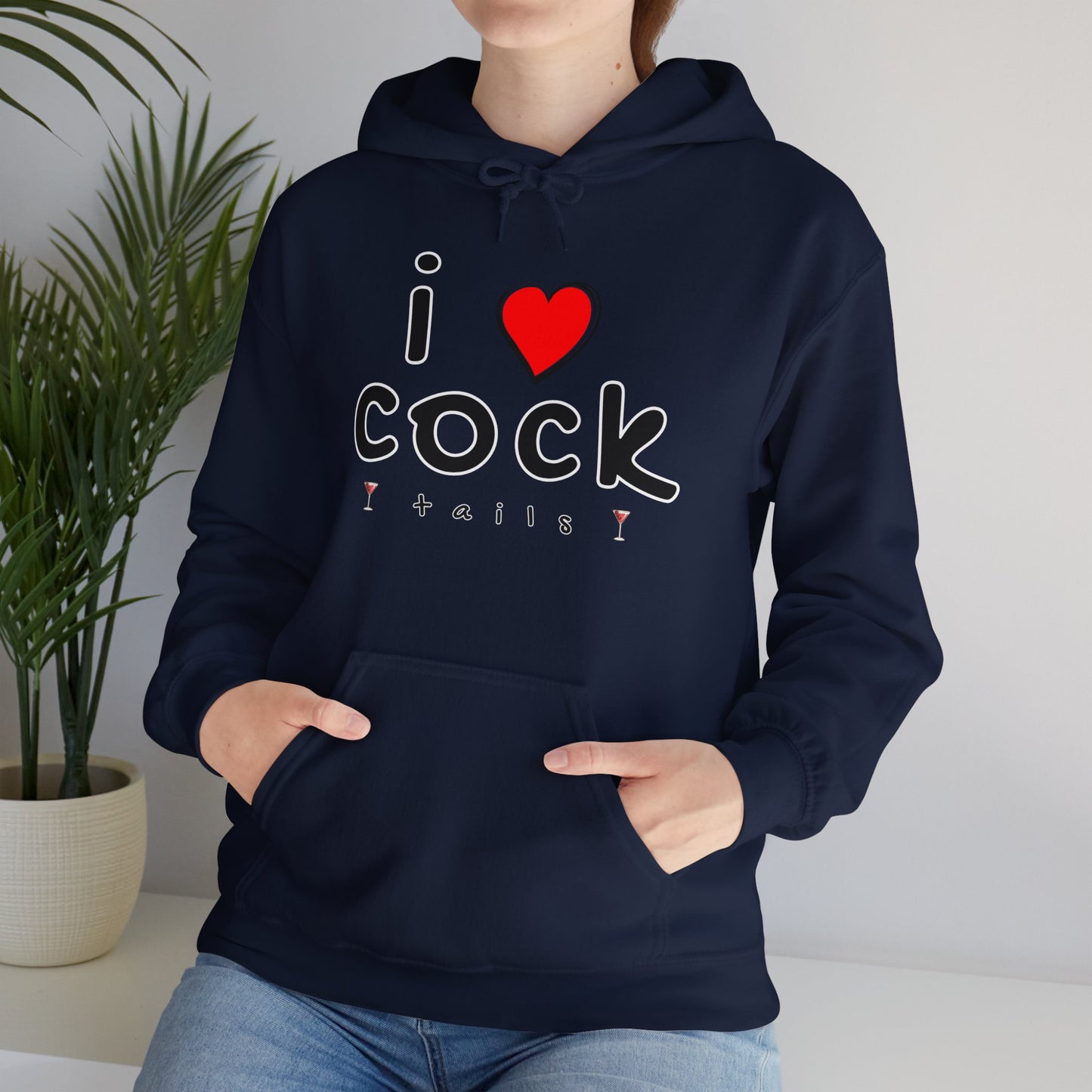 I Love Cocktails -- Playful Font (Adult Unisex Hooded Sweatshirt)