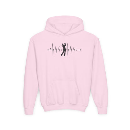 Golf Heartbeat (Youth Unisex Hooded Sweatshirt)