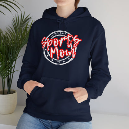 Sports Mom -- Red Font (Adult Unisex Hooded Sweatshirt)