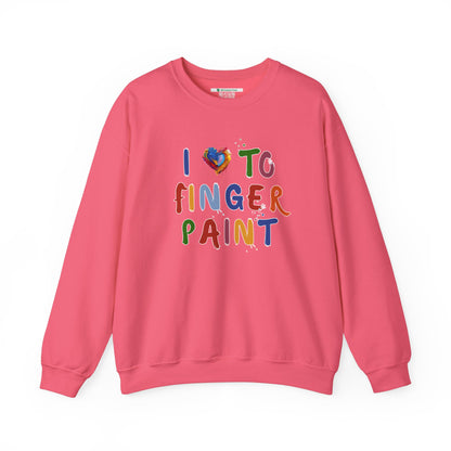 Matching Couple's Set -- I Love to Fingerpaint (Adult Unisex Crewneck Sweatshirt)