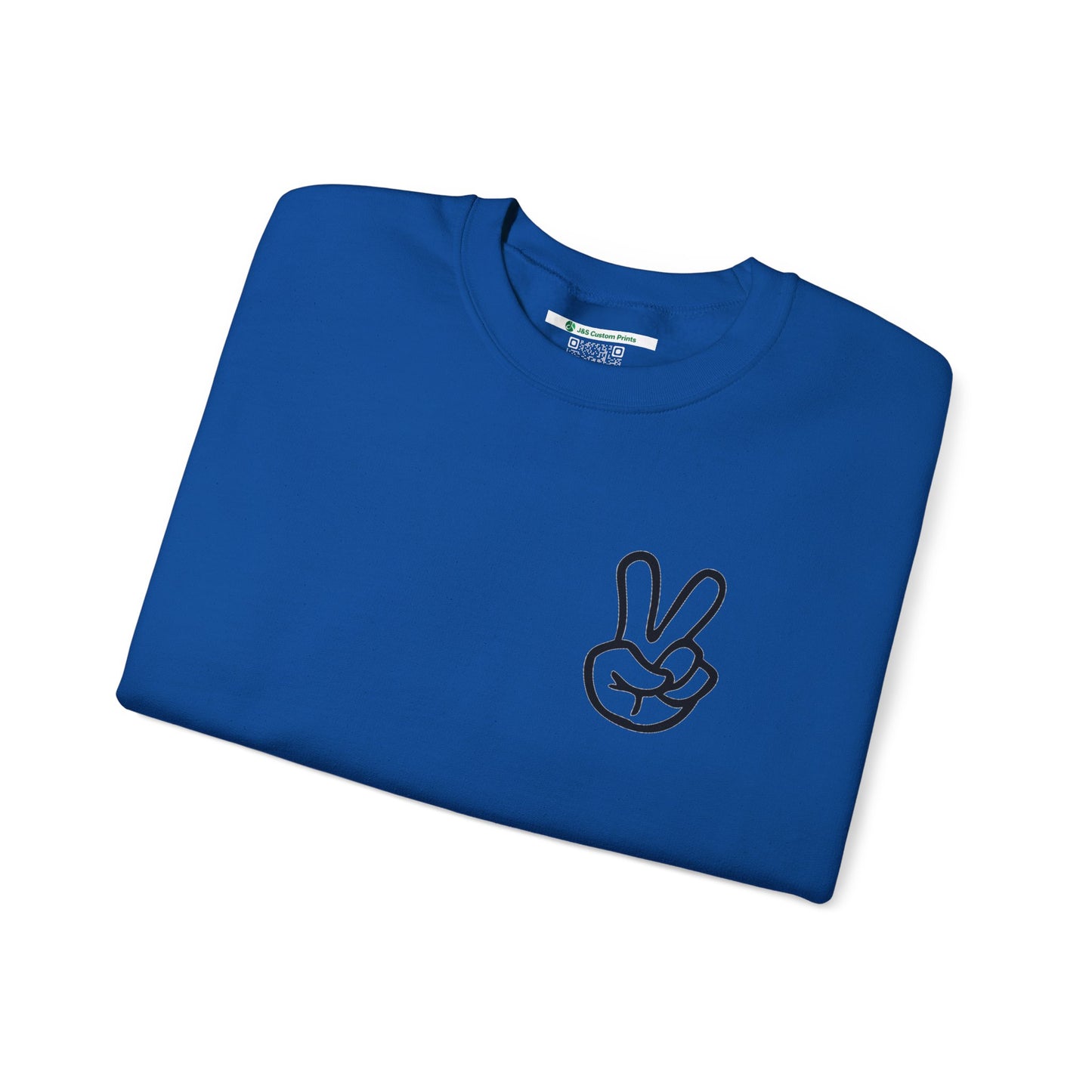 Peace Sign [Sleeve Message] (Adult Unisex Crewneck Sweatshirt)