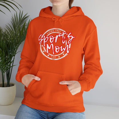 Sports Mom -- Red Font (Adult Unisex Hooded Sweatshirt)