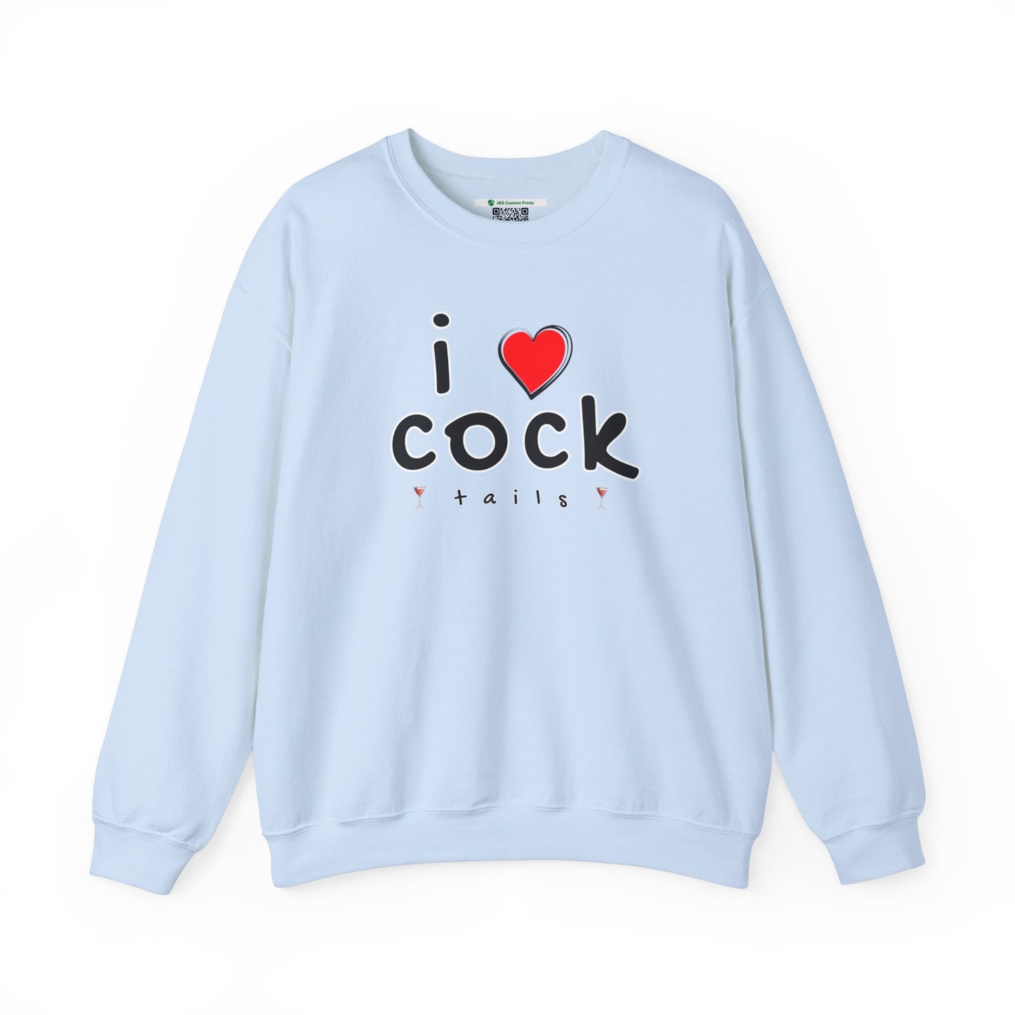 I Love Cocktails -- Playful Font (Adult Unisex Crewneck Sweatshirt)