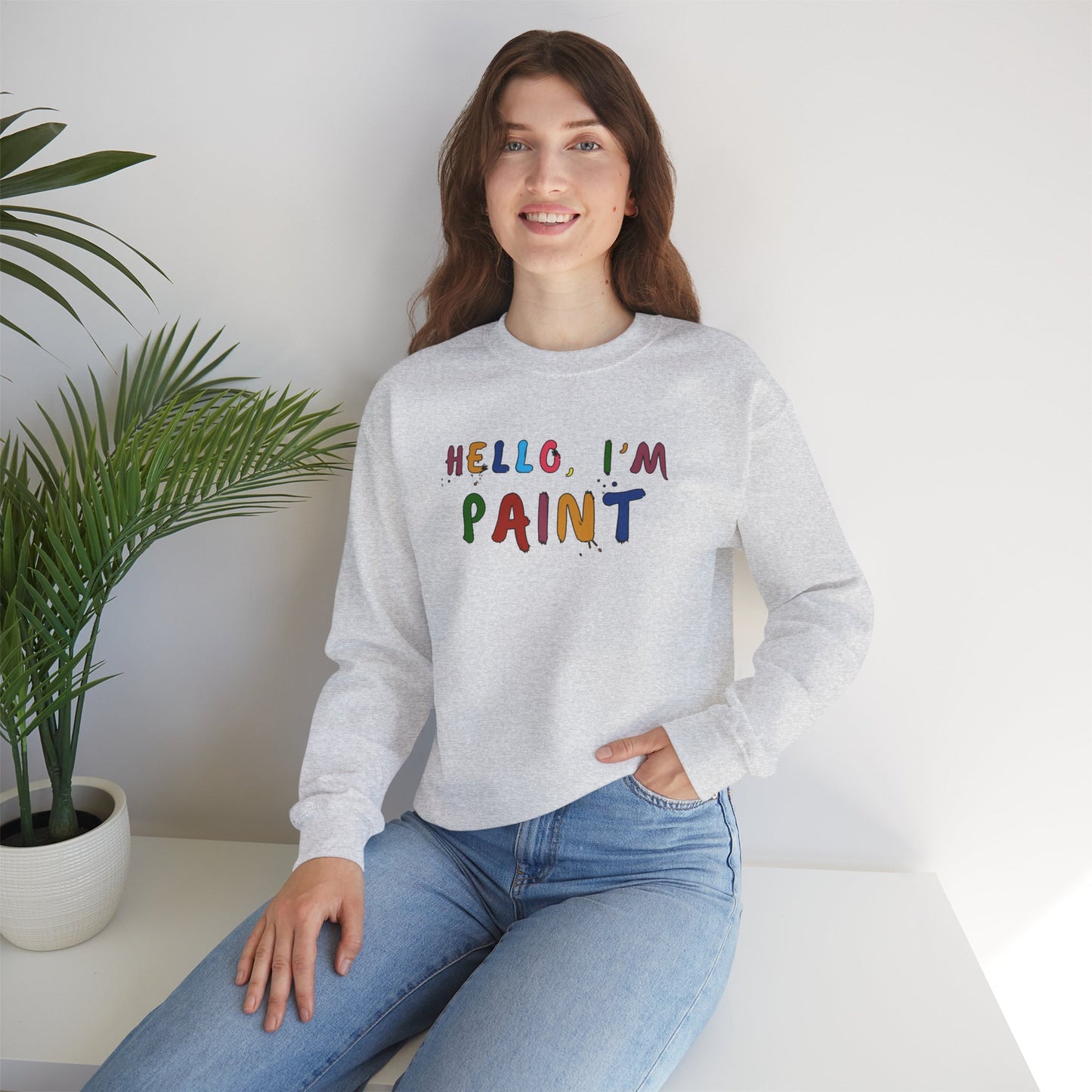Matching Couple's Set -- Hello, I'm Paint (Adult Unisex Crewneck Sweatshirt)