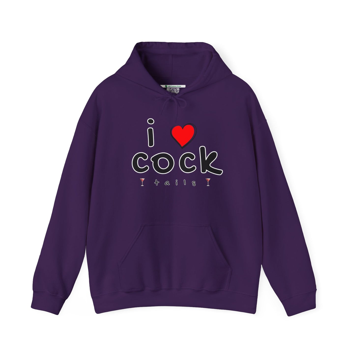 I Love Cocktails -- Playful Font (Adult Unisex Hooded Sweatshirt)