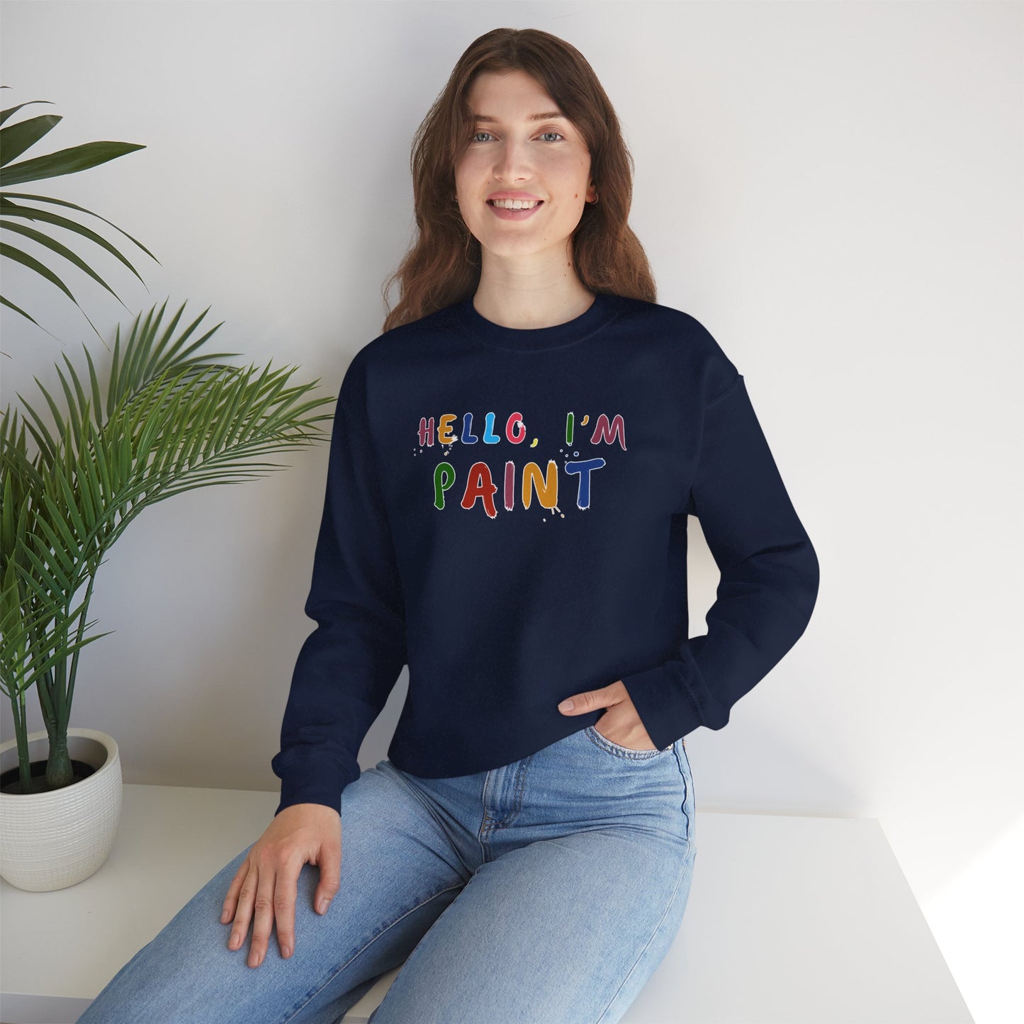 Matching Couple's Set -- Hello, I'm Paint (Adult Unisex Crewneck Sweatshirt)