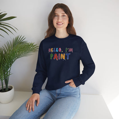 Matching Couple's Set -- Hello, I'm Paint (Adult Unisex Crewneck Sweatshirt)