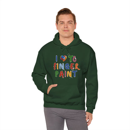 Matching Couple's Set -- I Love to Fingerpaint (Adult Unisex Hooded Sweatshirt)