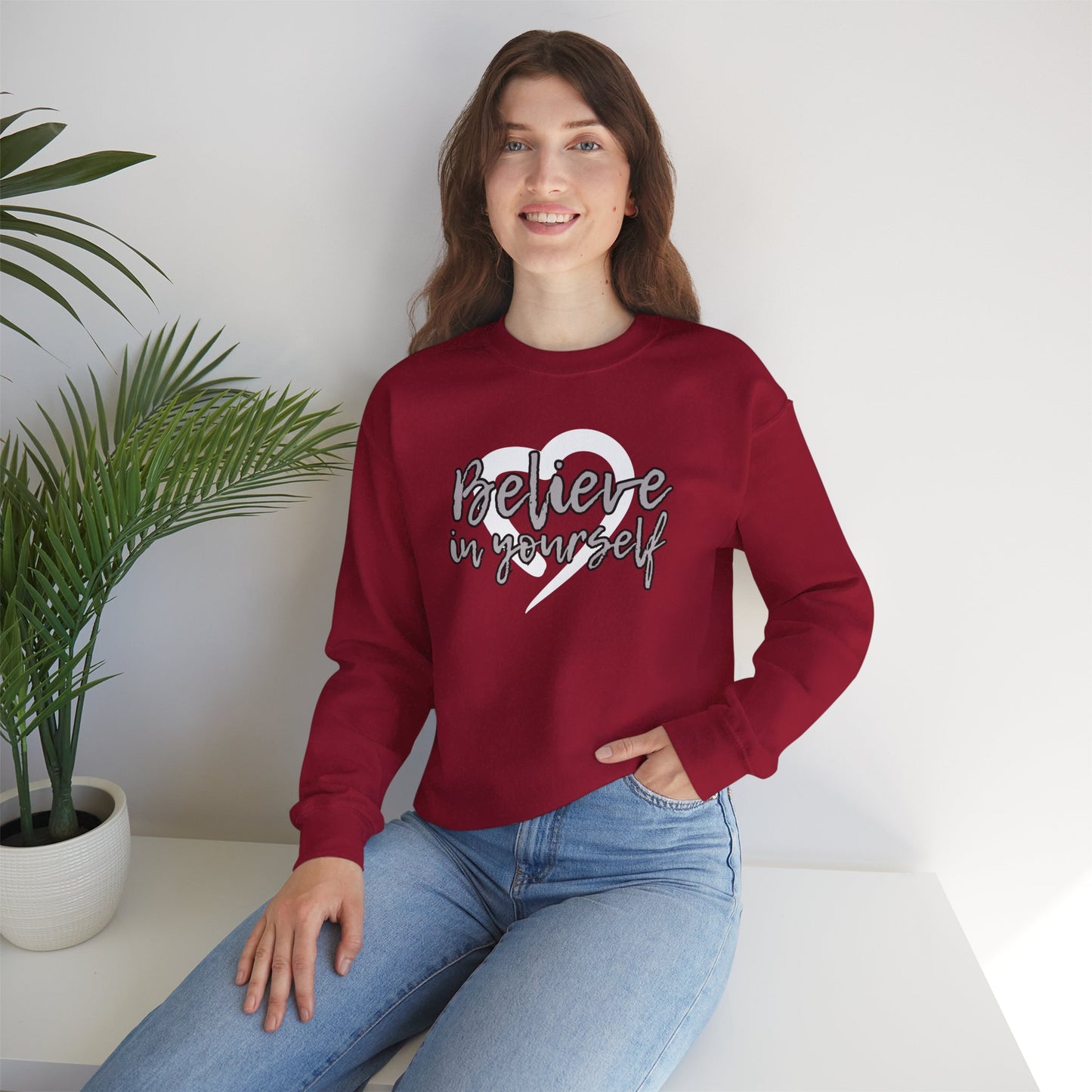 Believe In Yourself -- Gray (Adult Unisex Crewneck Sweatshirt)