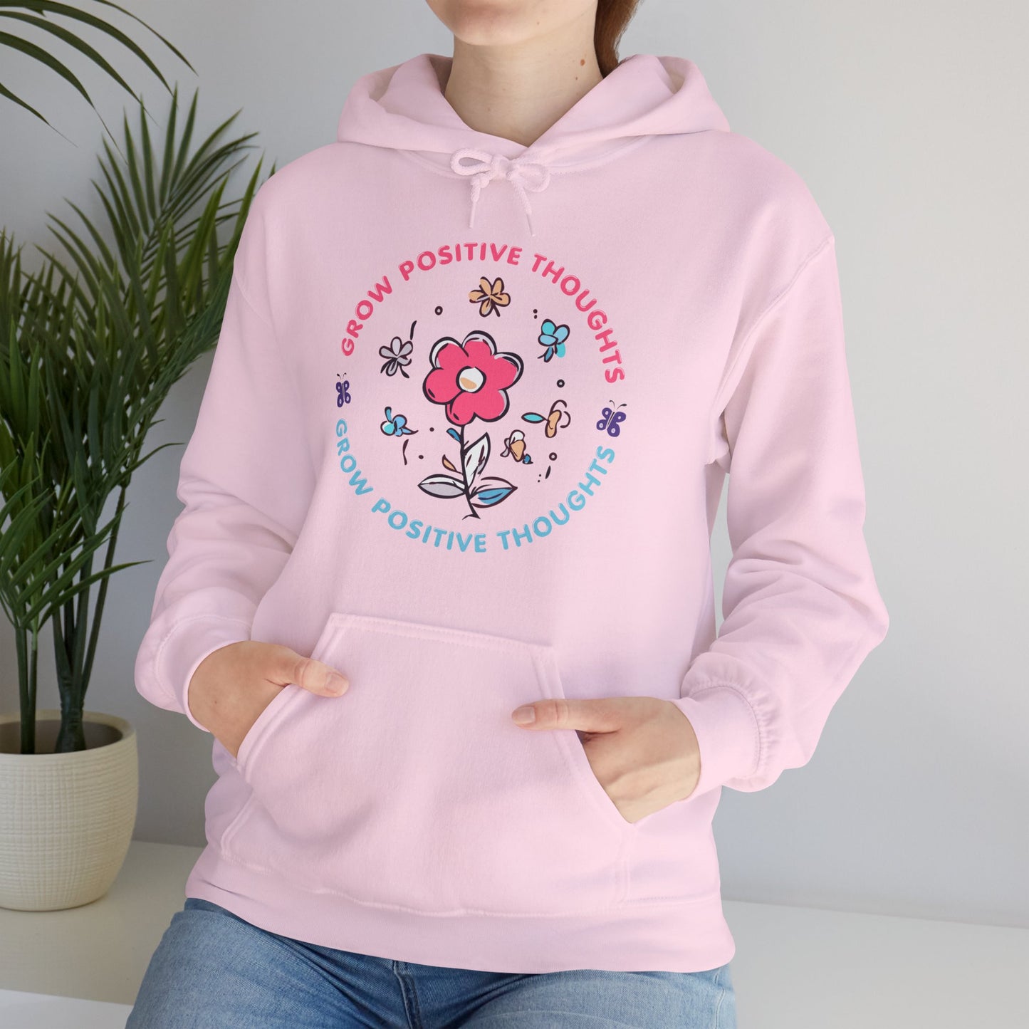 Grow Positive Thoughts (Adult Unisex Hooded Sweatshirt)