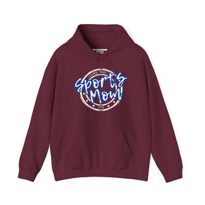 Sports Mom -- Blue Font (Adult Unisex Hooded Sweatshirt)
