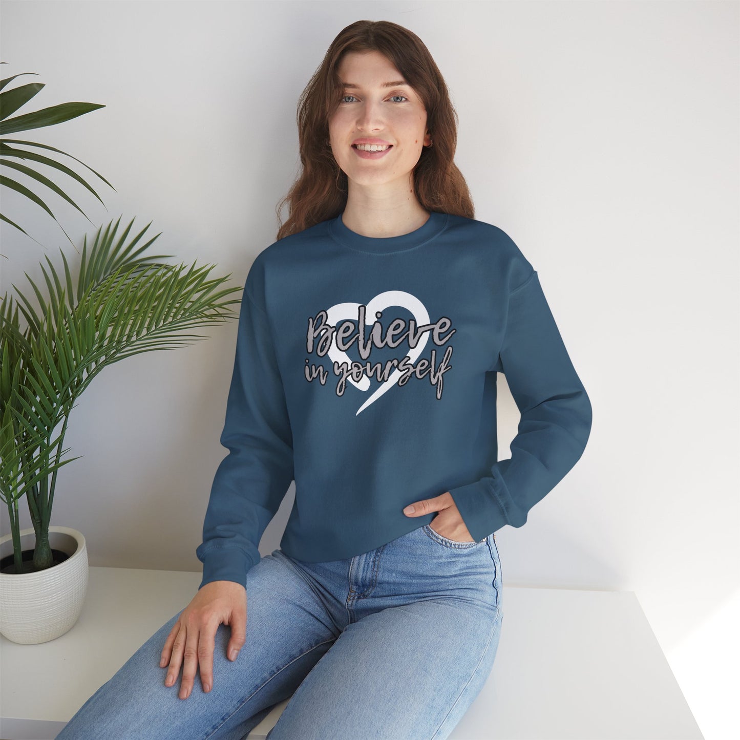 Believe In Yourself -- Gray (Adult Unisex Crewneck Sweatshirt)